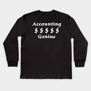 Accounting Genius White Text Kids Long Sleeve T-Shirt